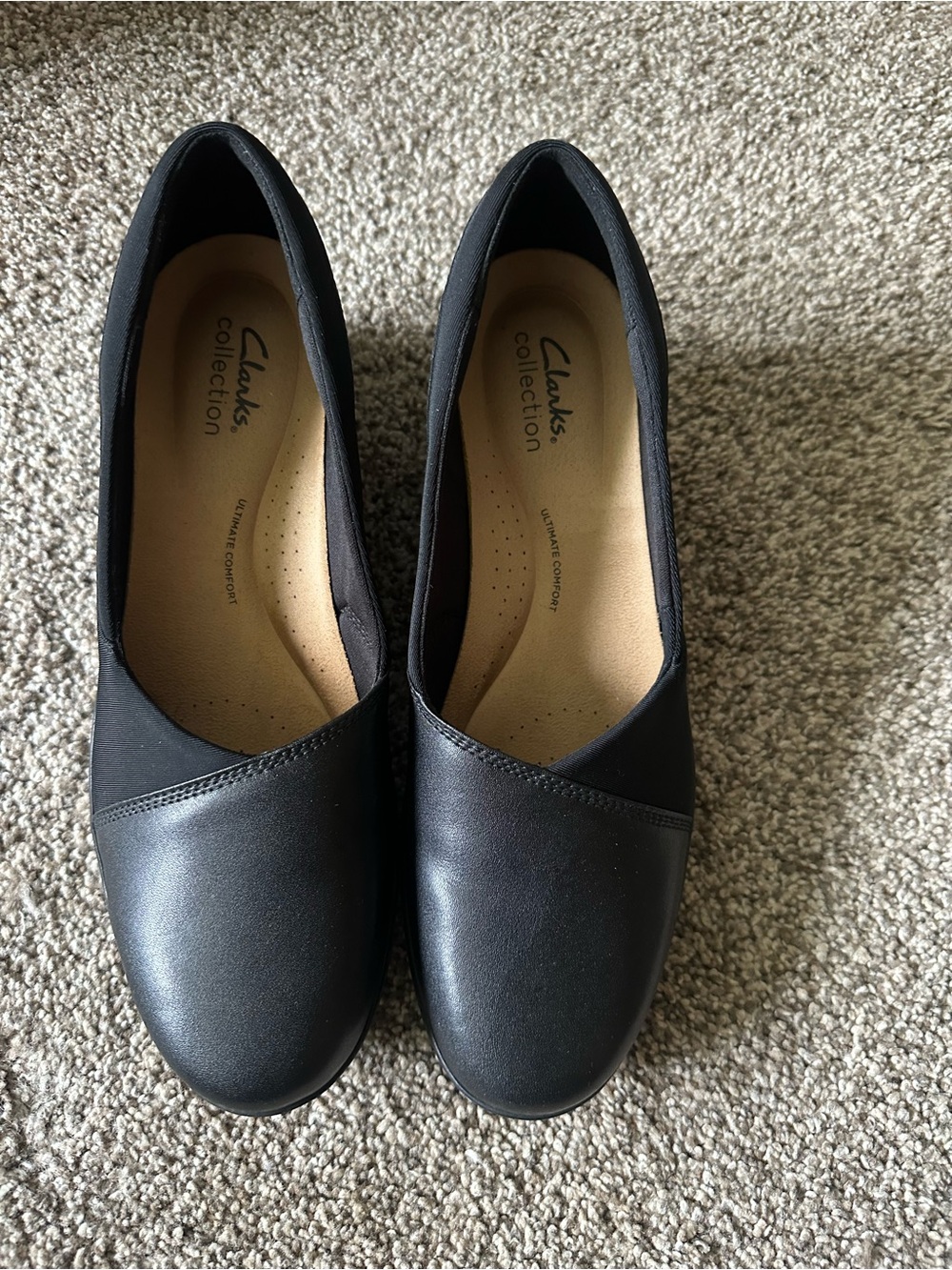 Clarks Black Slip-On Comfort Flats - Picture 4 of 9